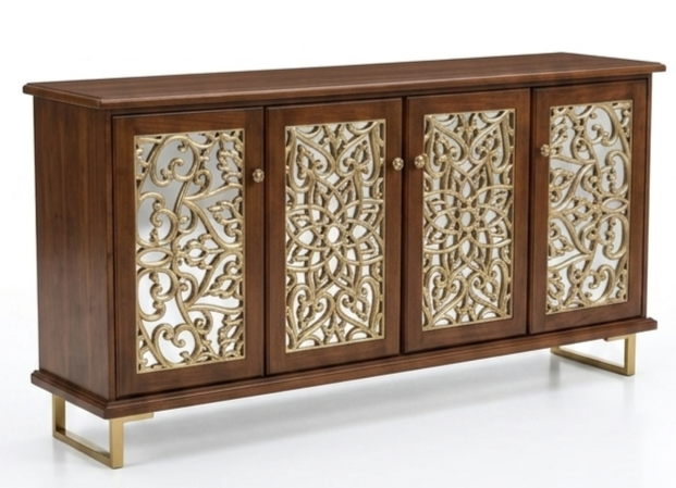 Mirrored Sideboard with Gilded Fretwork Cabinet