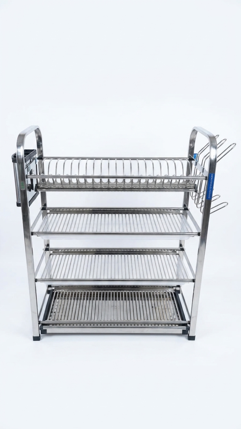 Four-Tier Stainless Steel Dish Drying Rack