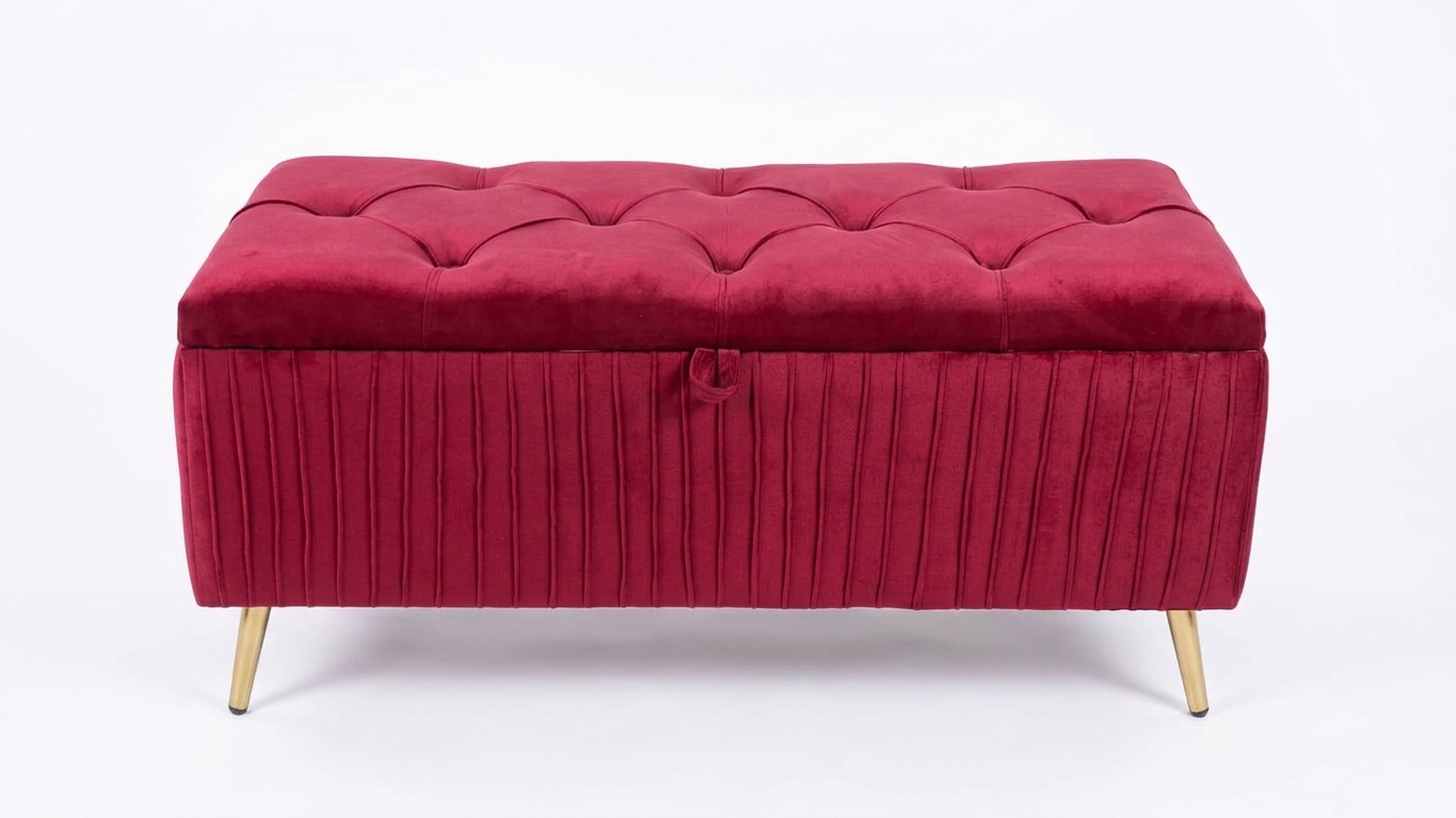 Tufted Velvet Storage Ottoman Bench