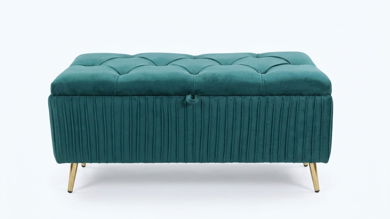 Tufted Velvet Storage Ottoman Bench